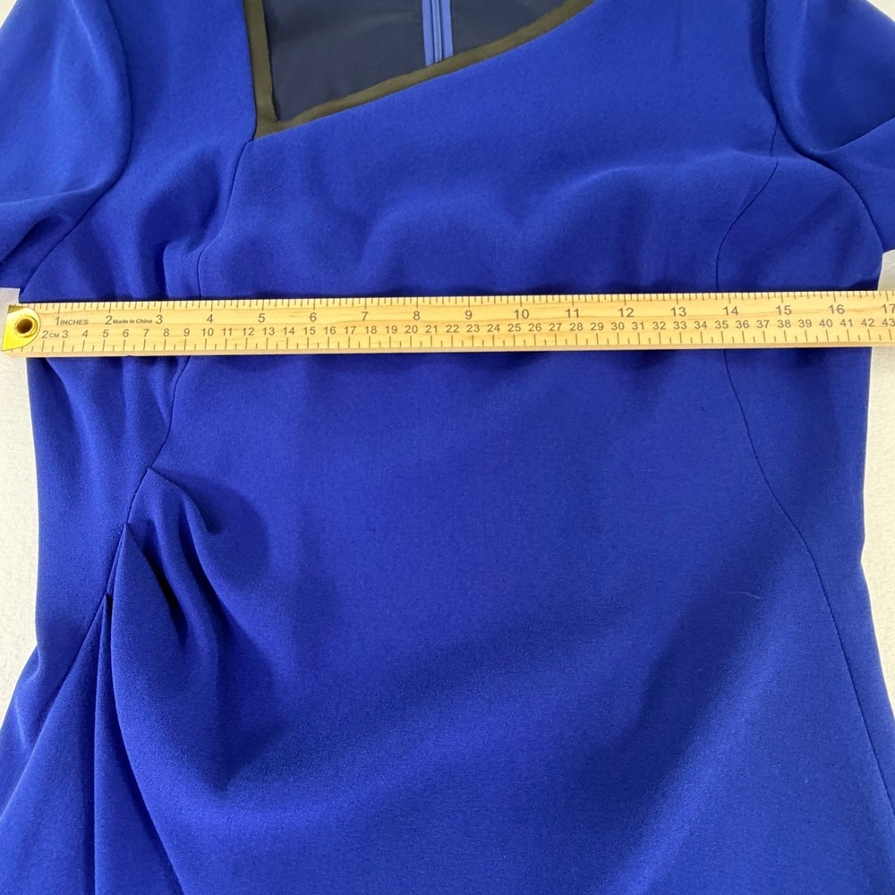 Elie Tahari Royal Blue Sheath Dress Asymmetrical Neck Career Work Cocktail‎ Sz 8 - Picture 12 of 16